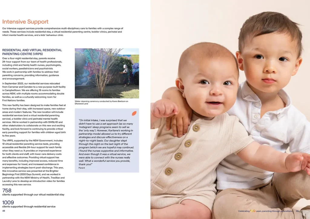 Portrait of two young siblings for Karitane annual report photography