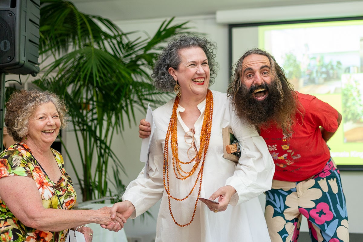 north sdydney garden competition awards night. Mayor Zoe Baker congratulates a winner together with Costa Georgiadis