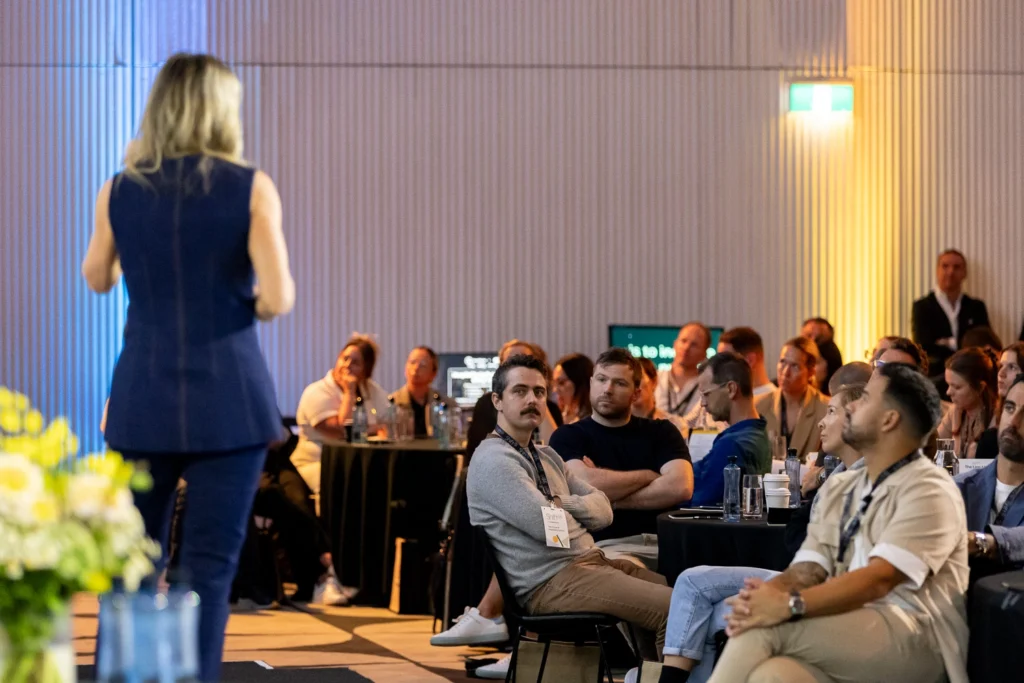 Keynote speaker presenting at industry conference