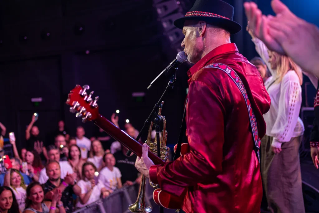 Oleh Skrypka sings his famous hits on stage Liberty Hall Sydney Australia
