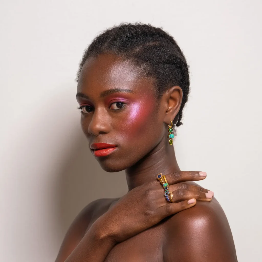 Model wearing Sarah Gardner jewellery Sydney