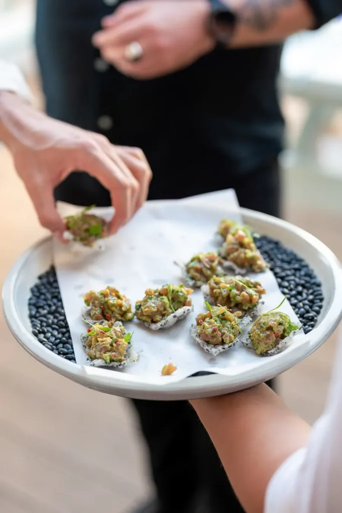 Canapes being served at a Sydney corporate Christmas function