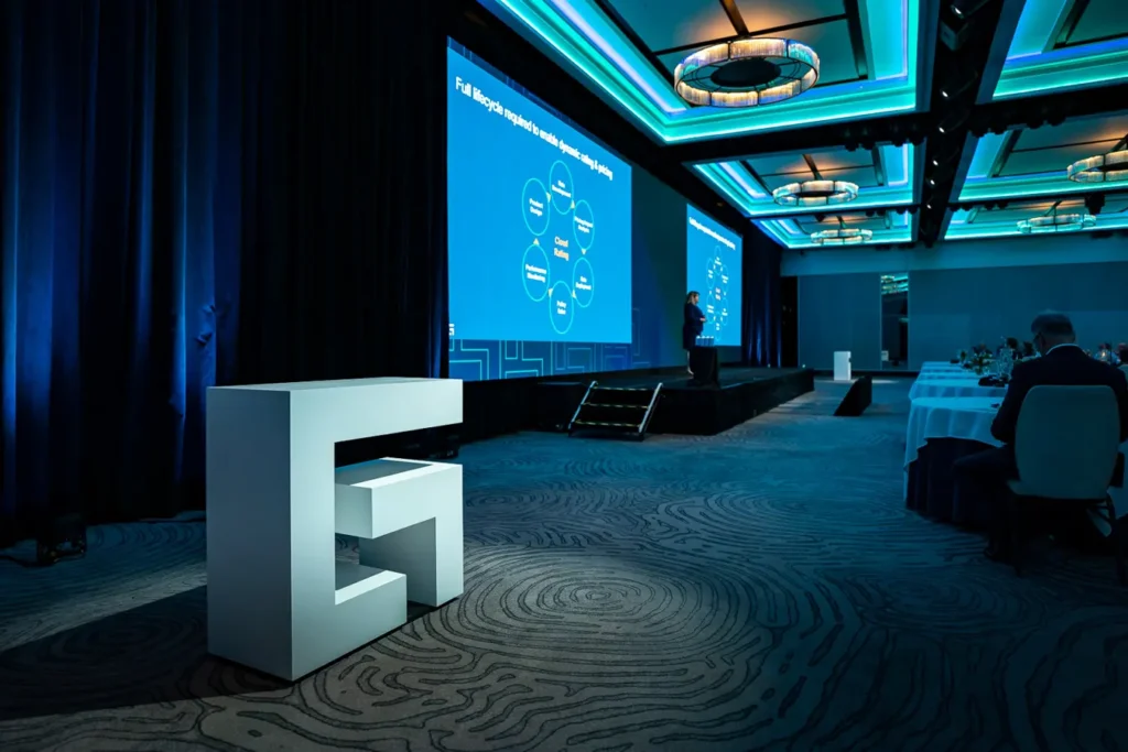 Guidewire branding and stage setup at Insurance Forum Sydney 2023