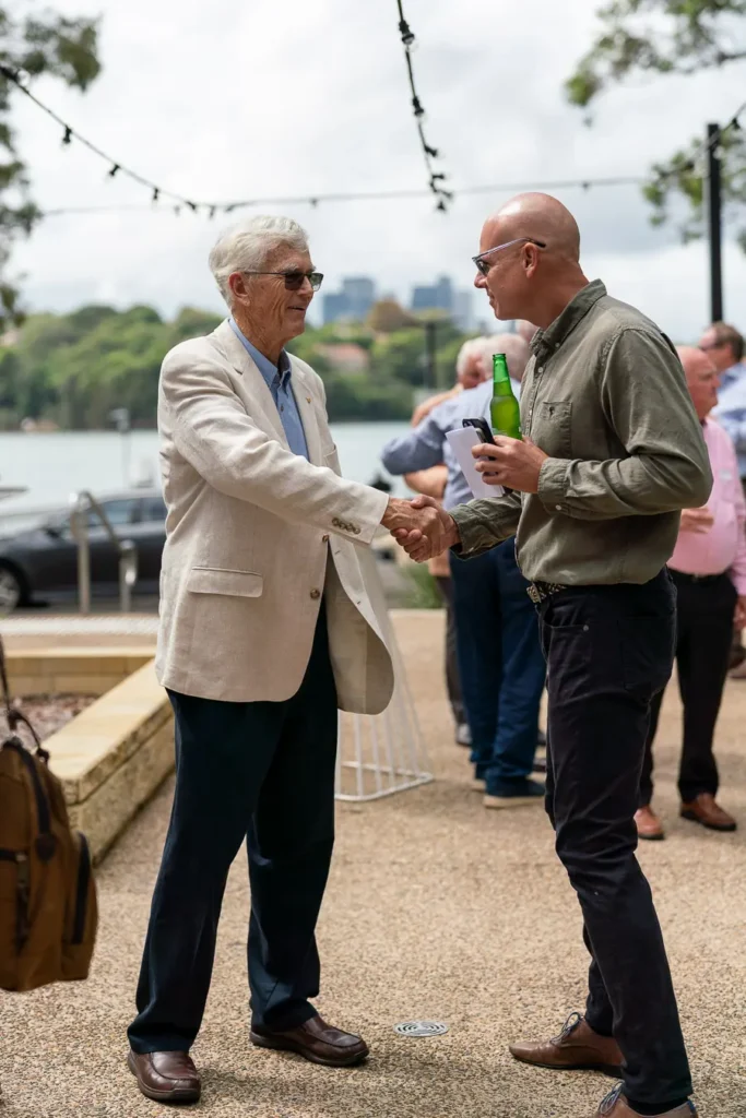 Michael Morgan OAM greeting guests at Deckhouse Woolwich