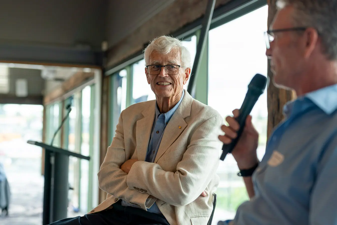 Michael Morgan OAM during a conversation on stage at Deckhouse Woolwich