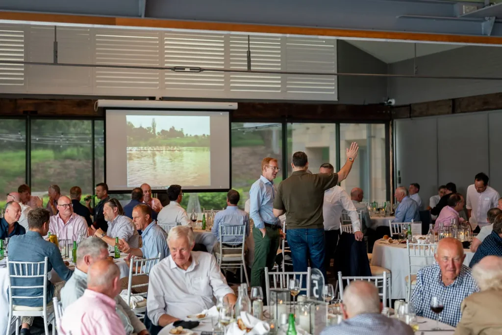 Wide view of the lunch room at Deckhouse Woolwich during the Michael Morgan OAM event
