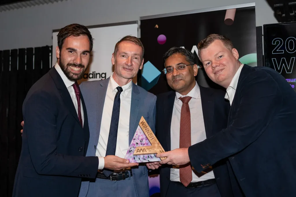 Award winners posing together during the Australian Web Awards