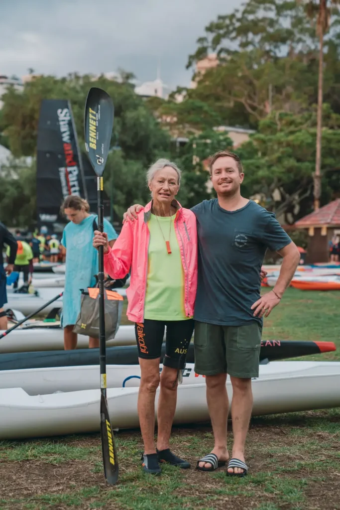Competitor posing before the Sydney Harbour fundraising paddle race