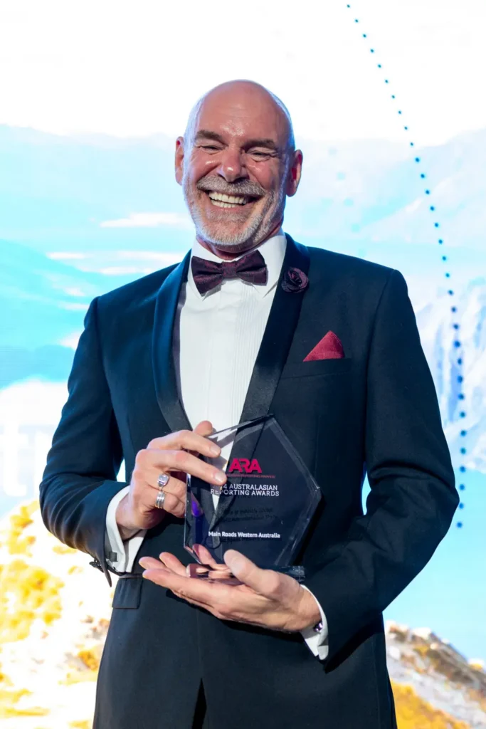 Award recipient portrait during Sydney corporate awards night