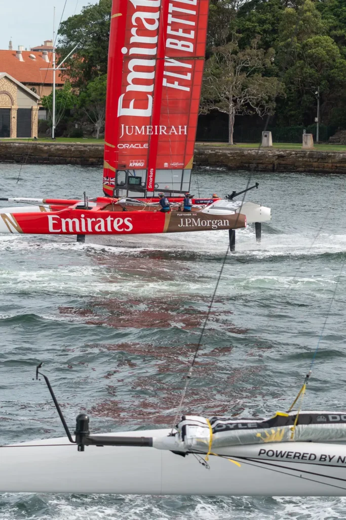 Emirates Great Britain SailGP team racing on Sydney Harbour during SailGP Sydney 2026