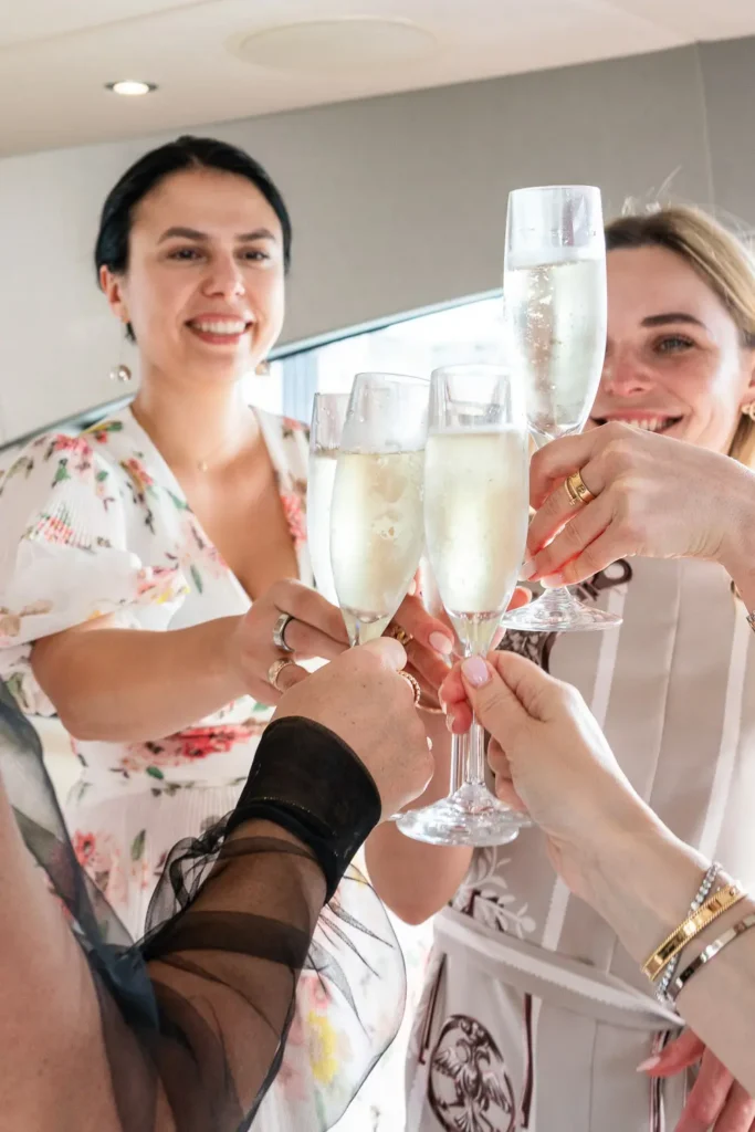 Guests celebrating aboard executive yacht event on Sydney Harbour