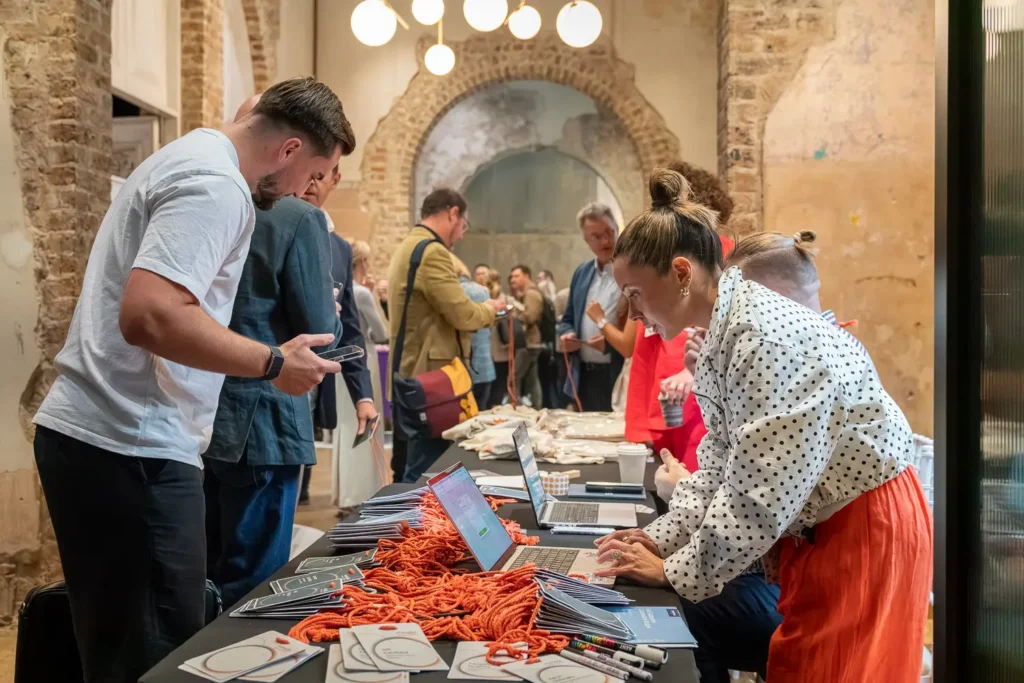 Guests arriving at HubSpot Partner Summit registration desk at Alpha Dining Sydney