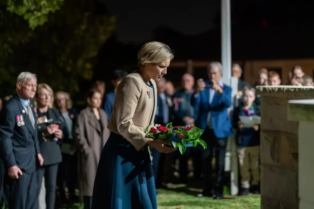 Floral tribute during the Hunters Hill ANZAC wreath laying ceremony