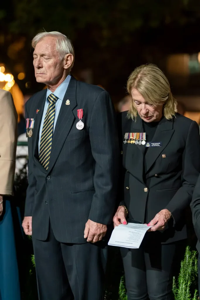 Veterans standing in silence during the 2026 Hunters Hill ANZAC Memorial Service