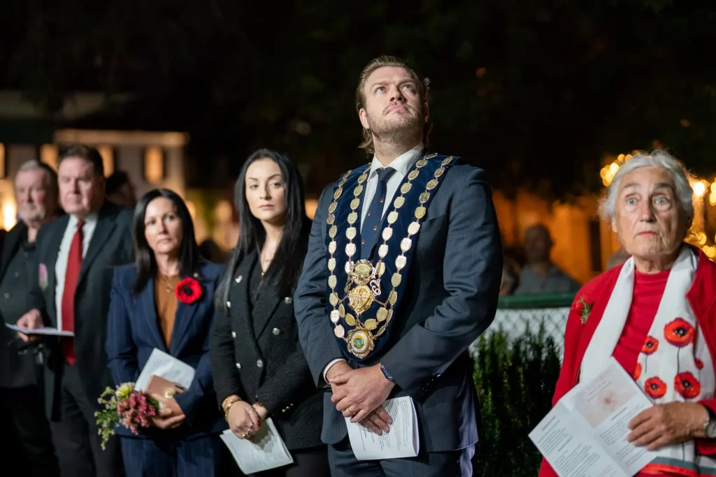 Mayor and community leaders attending the Hunters Hill ANZAC Memorial Service
