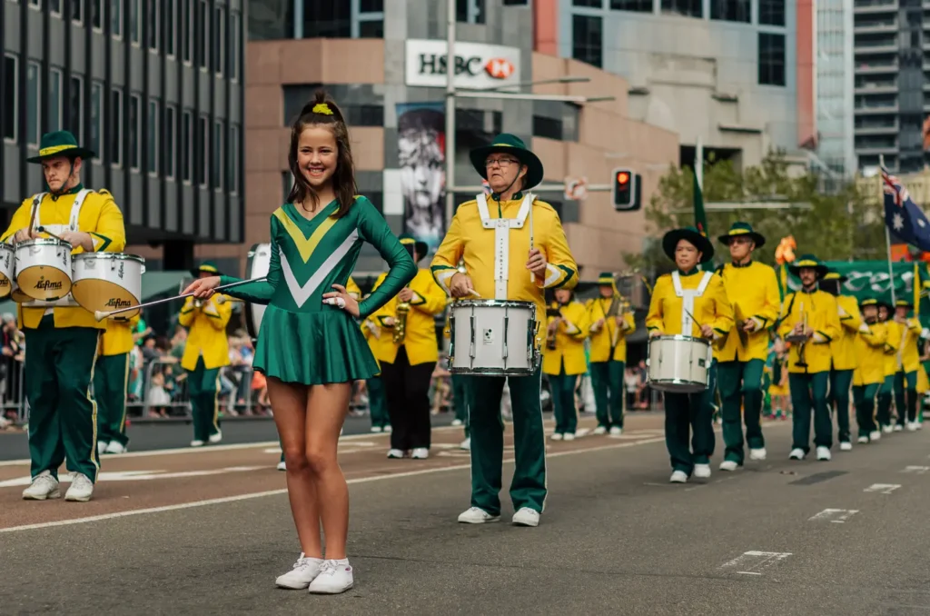 Young marching band performer during Sydney St Patrick’s Day Parade