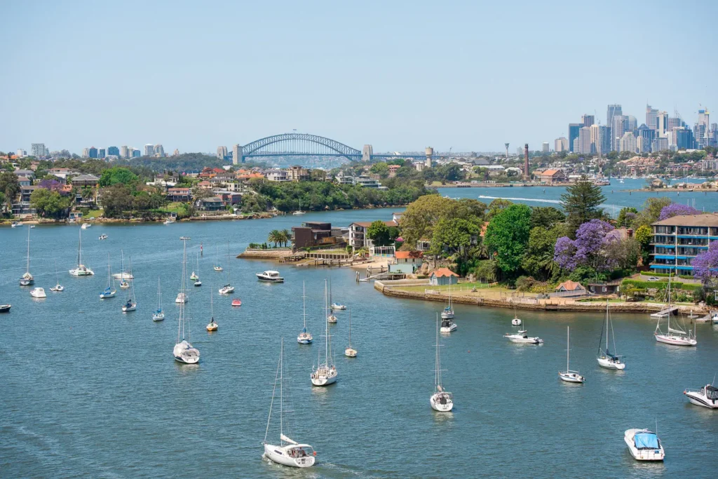 View of Sydney Harbour and Harbour Bridge during the Bridges Walk event