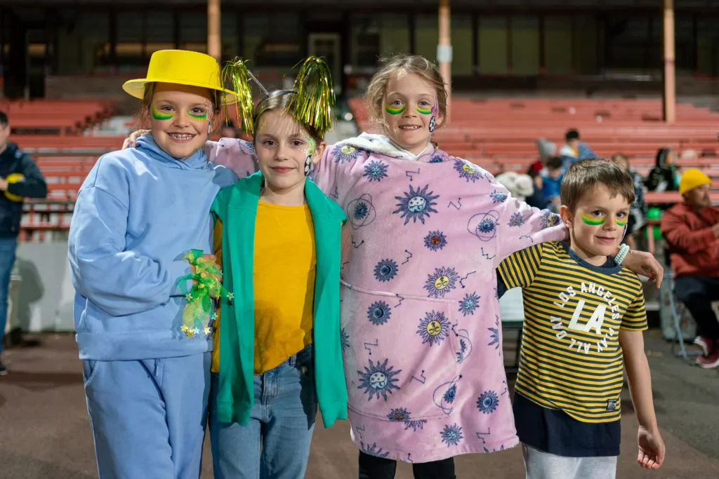 Children wearing Matildas colours at the North Sydney Oval live site