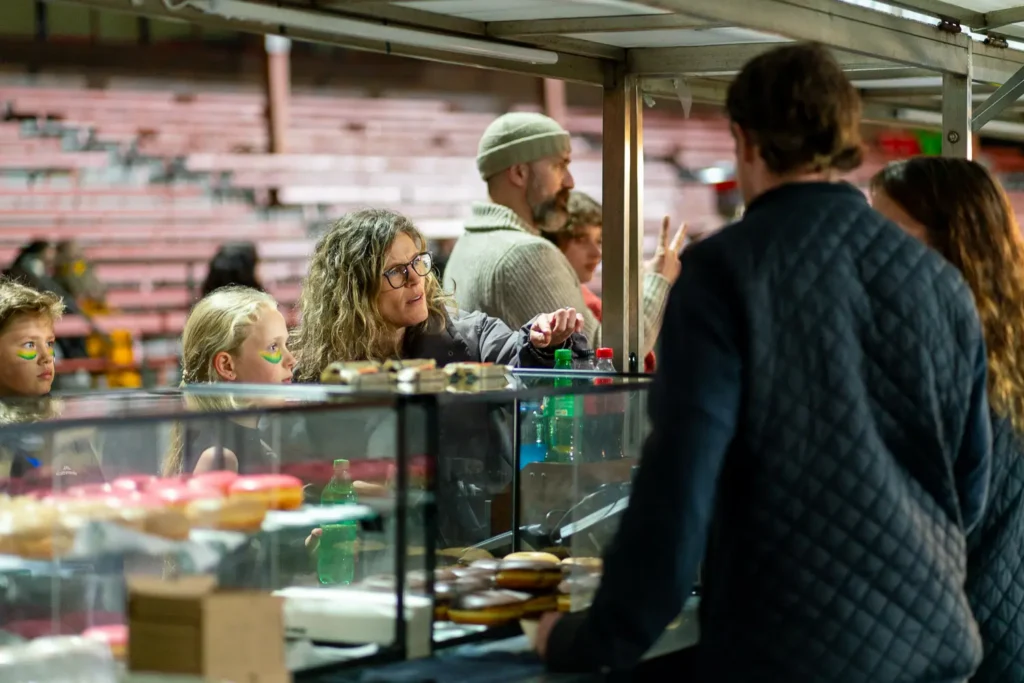 Visitors ordering food at the Matildas live screening at North Sydney Oval