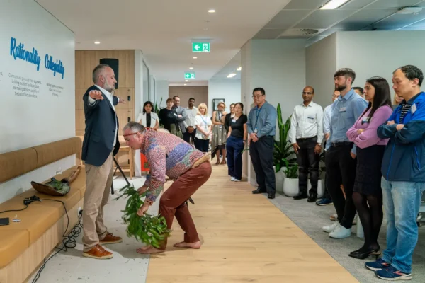 Brushing ceremony performed for a Guidewire team member during the Sydney office opening