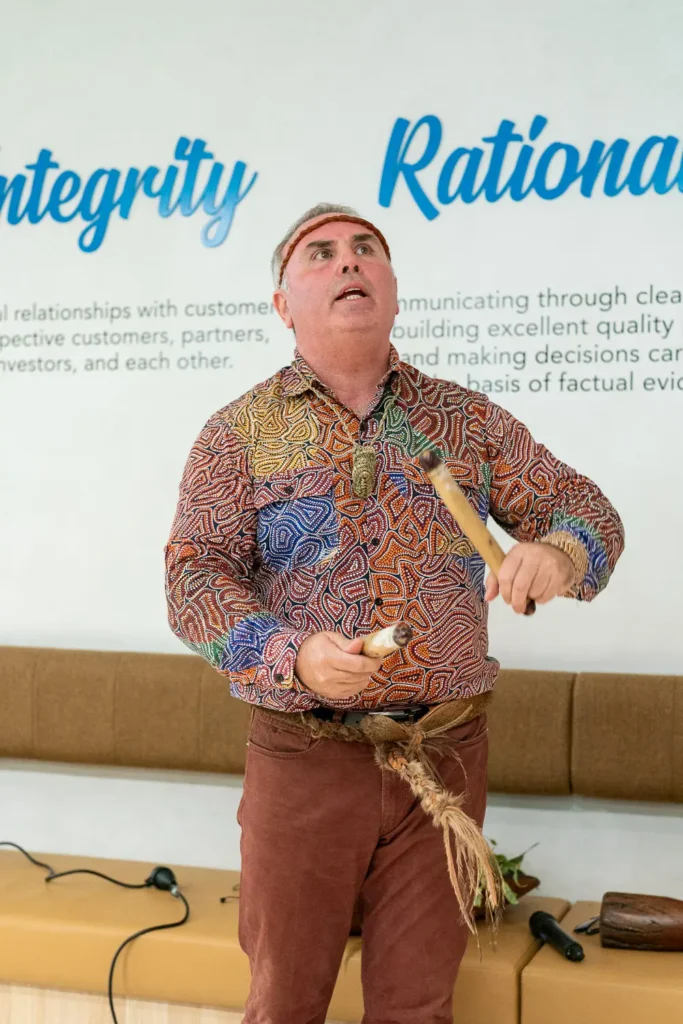 Aboriginal cultural performance during the Guidewire Sydney office opening
