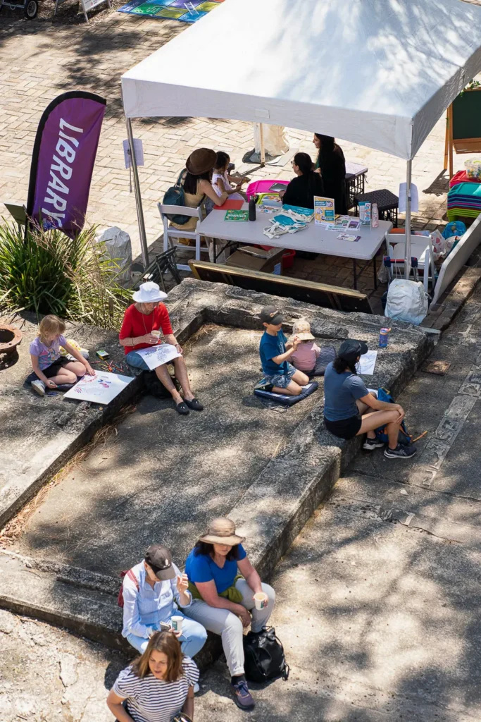 Library activity area for families at the Coal Loader Sustainability Festival in Waverton