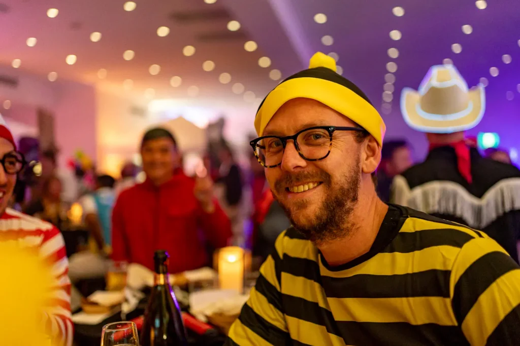 Guest in a striped costume at Quantum Day 2023 in the Hunter Valley