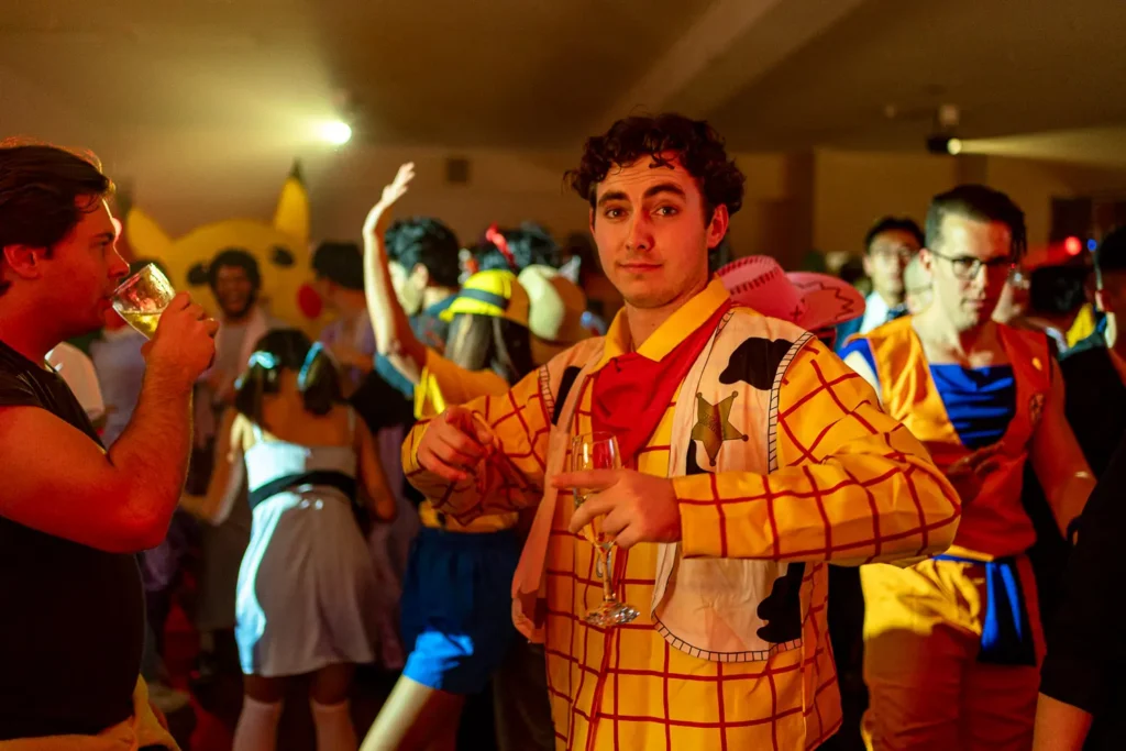 Guest dressed as Woody at the Quantum Day 2023 costume party