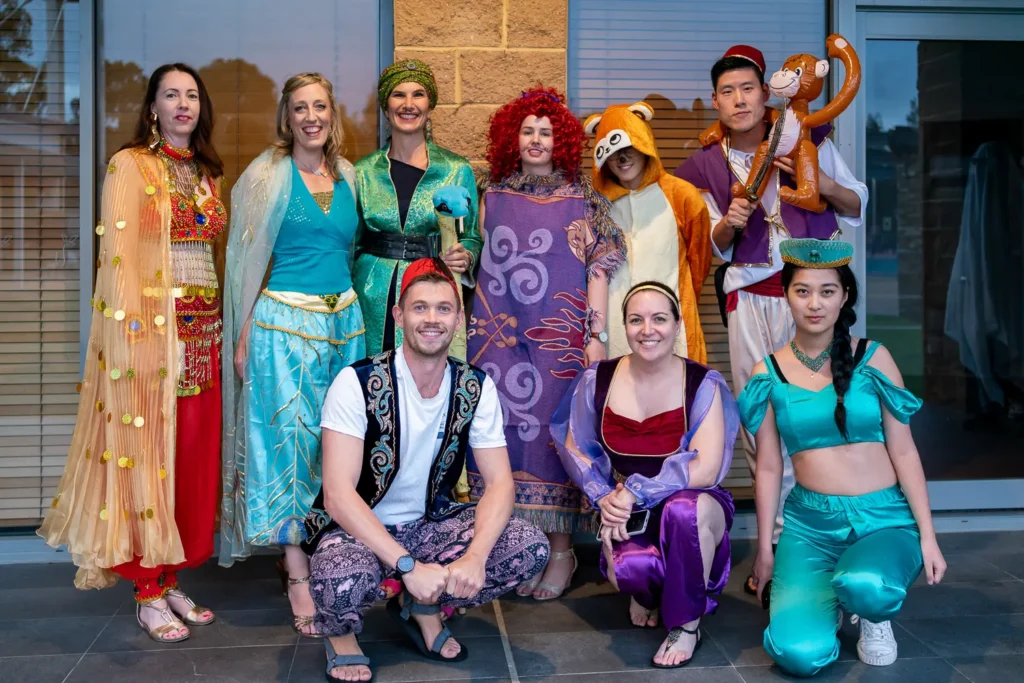 Colourful group costumes at the Quantum Day 2023 corporate event