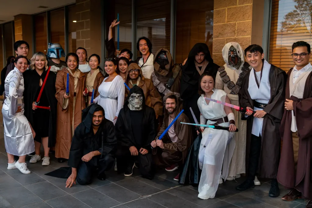 Team dressed in Star Wars costumes at the Quantum Day corporate event