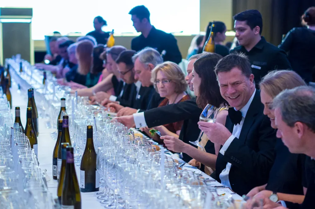 Guests enjoying wine and dinner at the 2017 Six Nations Wine Challenge at Four Seasons Sydney