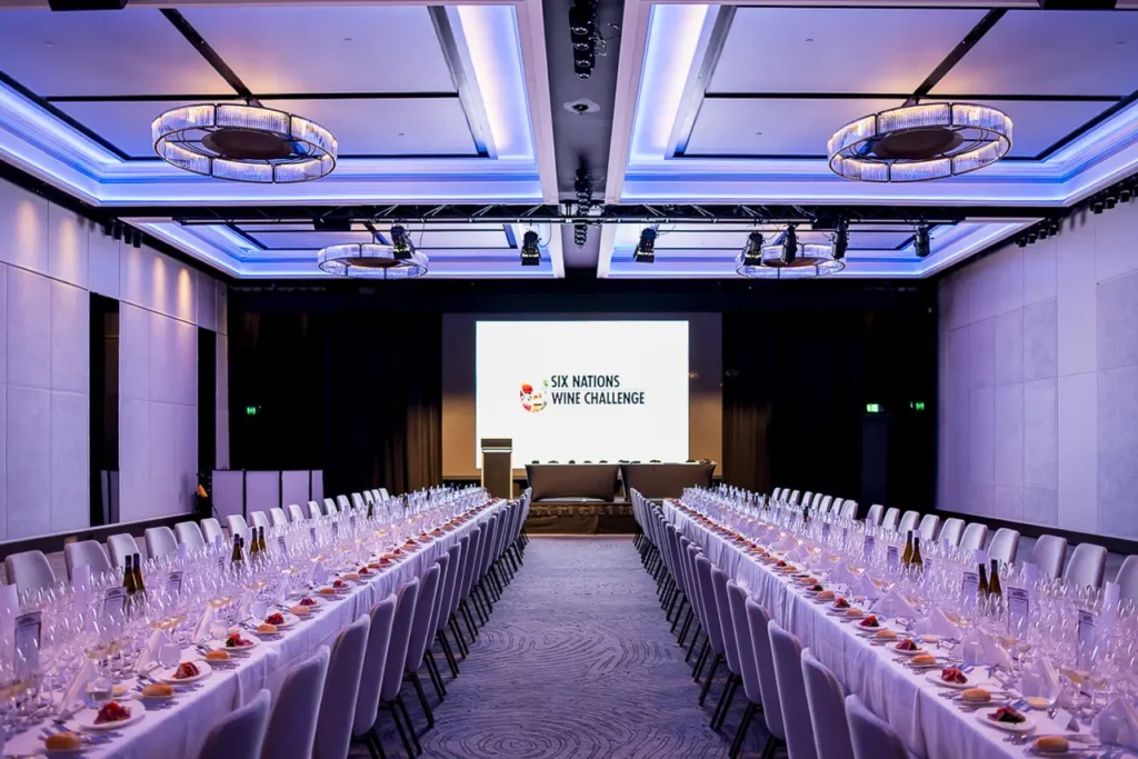 Four Seasons Sydney ballroom prepared for the 2017 Six Nations Wine Challenge awards dinner