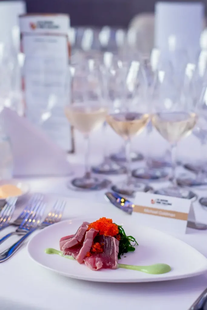 Dinner course paired with wines at the 2017 Six Nations Wine Challenge in Sydney