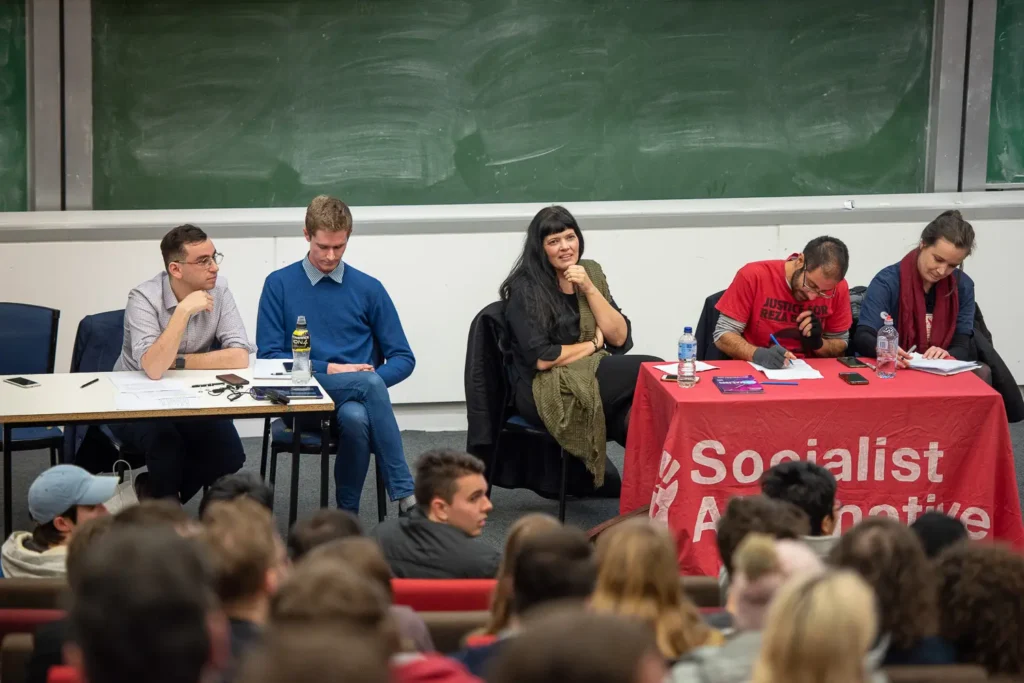 Debate panel and student audience at the University of Sydney
