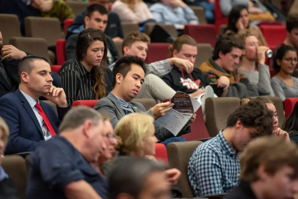 Student audience inside Eastern Avenue Auditorium at the University of Sydney