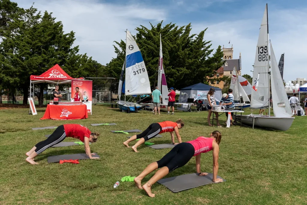 Virgin Active exhibition stand and visitors captured by a Sydney event photographer