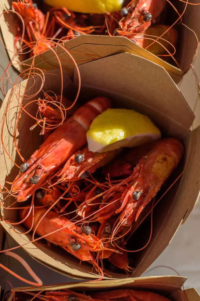 Fresh cooked prawns with lemon served at the Taste of Manly festival