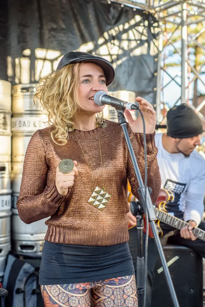 Female singer performing live on stage at the Taste of Manly festival